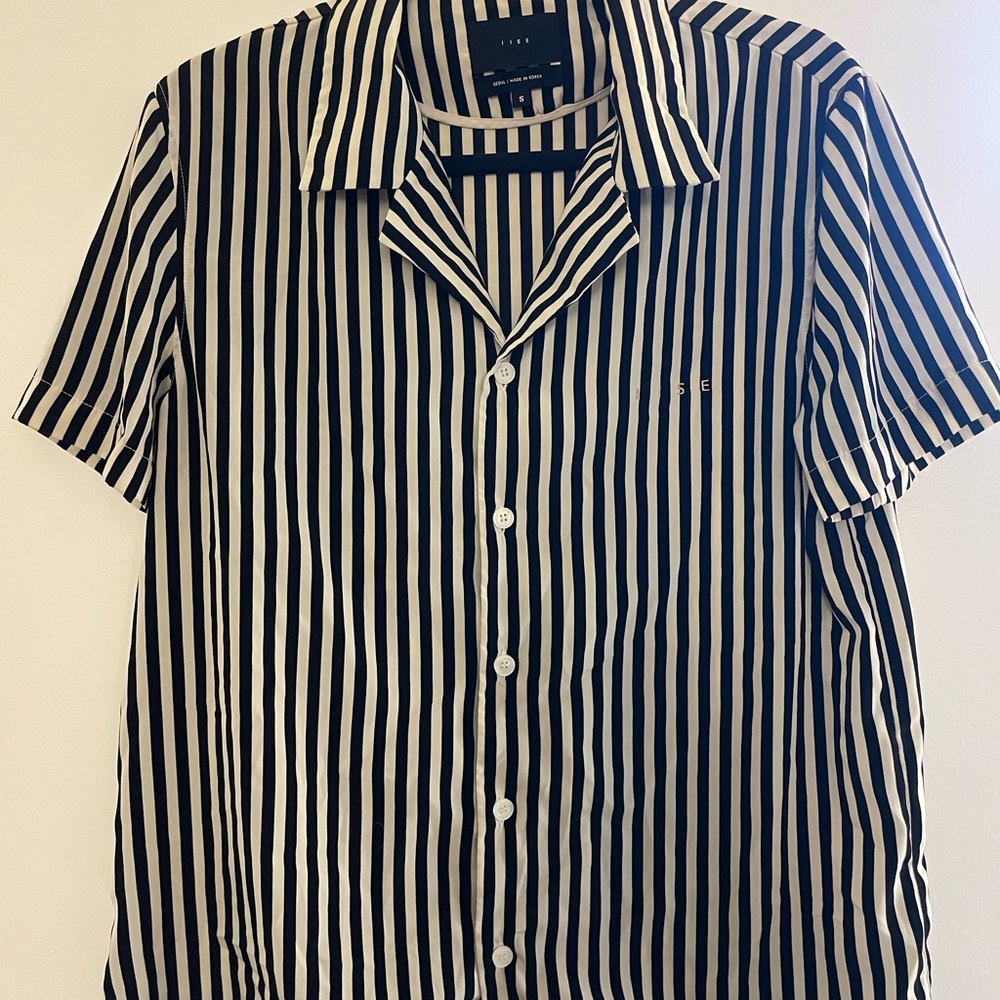 IISE Black and White Striped Button Down Shirt